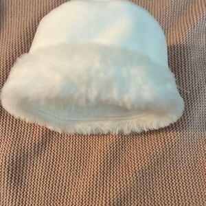 White Faux Fur Trimmed Hat